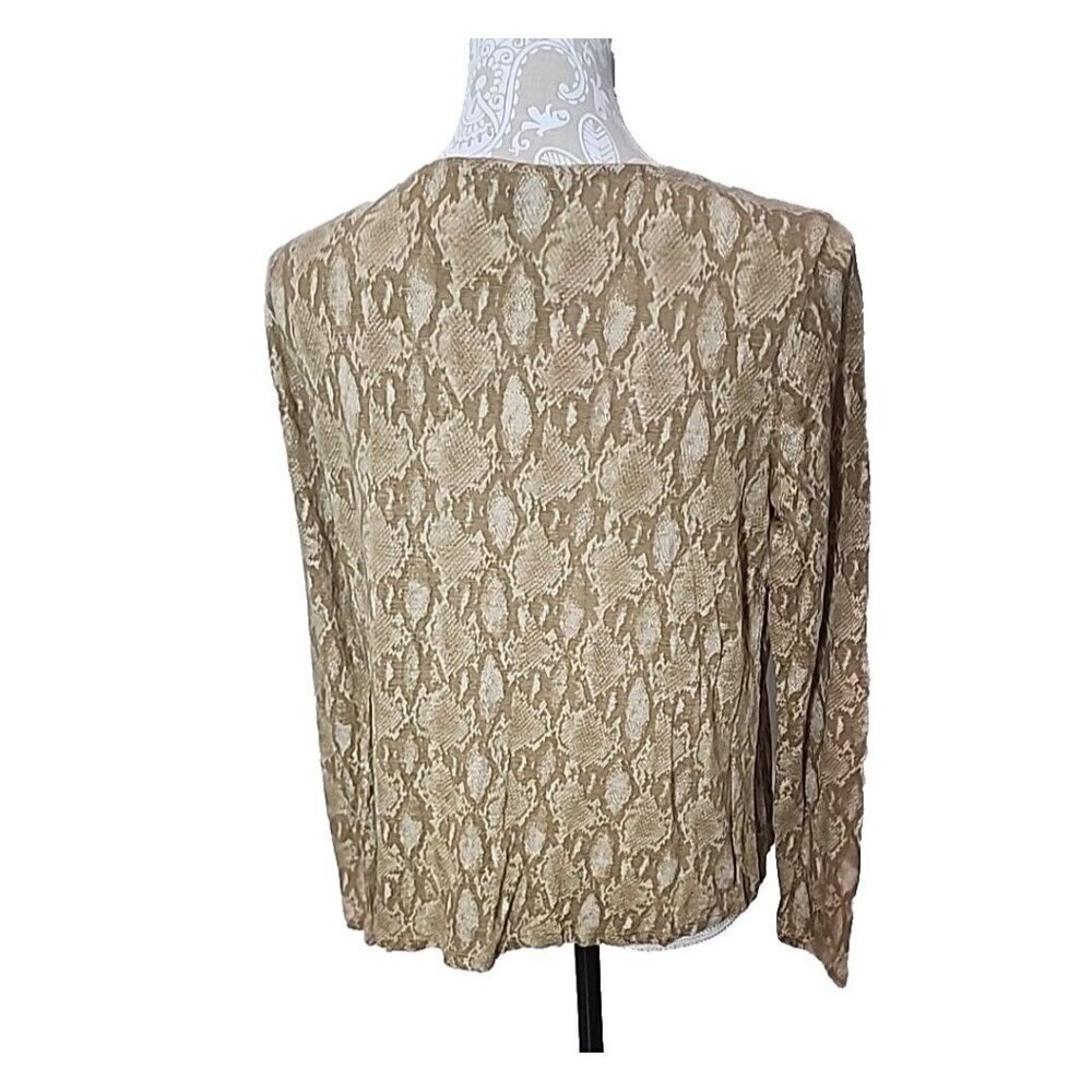 Lauren Ralph Lauren Tan Python Print Linen Knit Top Women's XL - Picture 4 of 7